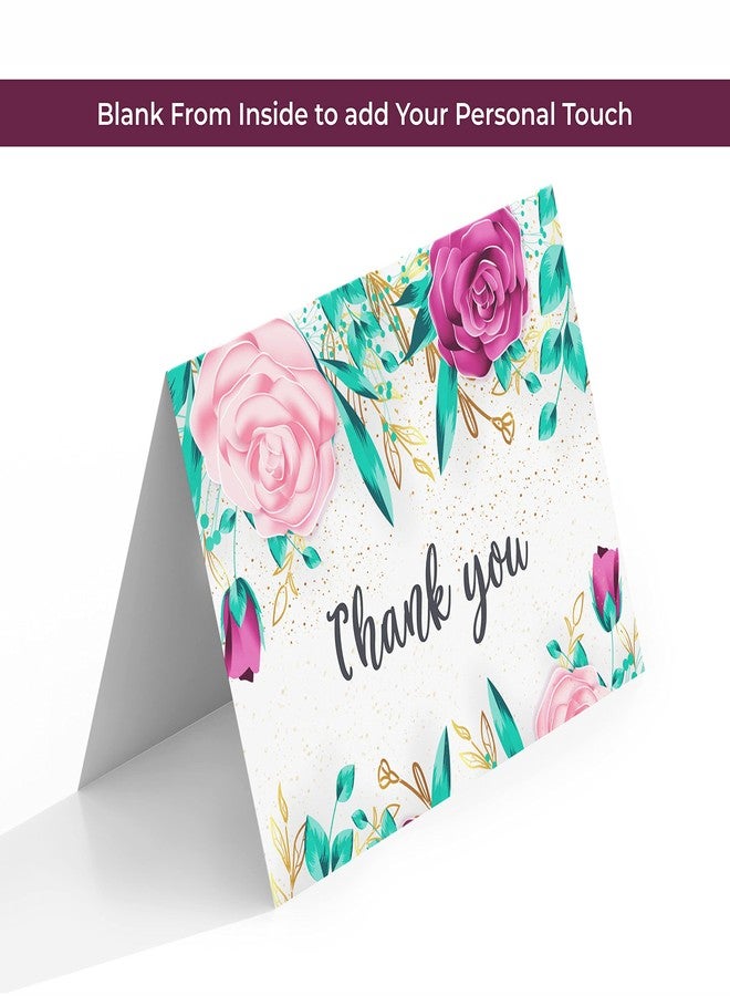Rousrie ( Pack of 24 Blank Thank You Cards With Envelopes (Size - 6 Inches × 4 inches) For Return Gifts, Wedding, Colleagues, Notecards, Greeting Cards (Design 4) - Image 3